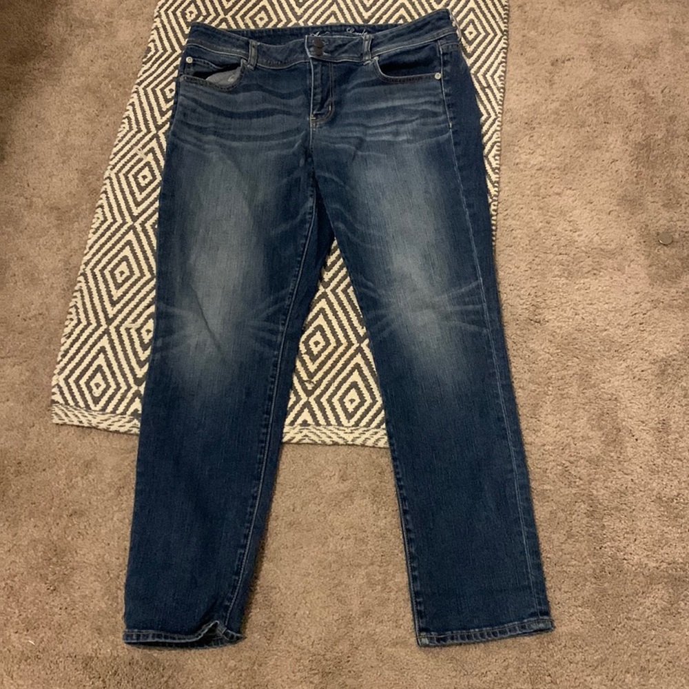 AE stretch, straight leg, jeans, size 14